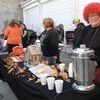 Peggy Sperry served hot chocolate and treats at the OctoBoo Fest in Jamesport last Saturday.