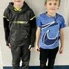 ­Wyatt Curtis and Silas Showalter ready for "Workout Wednesday".