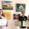 Bicentennial photo contest winners: l. to r., Jessica Nelson, 1st place, Adult; Olivia Schweizer 1st place, Teen; Amy McMahon, program coordinator.